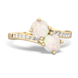 Opal Channel Set Two Stone 14K Yellow Gold ring R5303