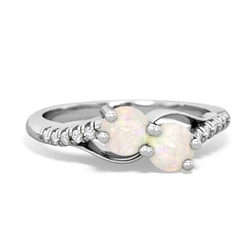 Opal Infinity Pave Two Stone 14K White Gold ring R5285