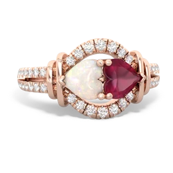 Opal Art-Deco Keepsake 14K Rose Gold ring R5630