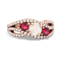 Opal Three Stone Aurora 14K Rose Gold ring R3080