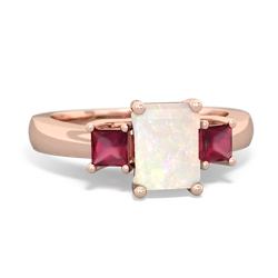 Opal Three Stone Emerald-Cut Trellis 14K Rose Gold ring R4021