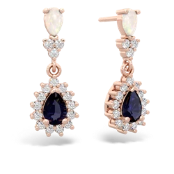 Opal Halo Pear Dangle 14K Rose Gold earrings E1882