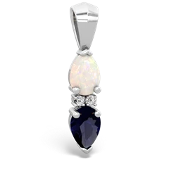 Opal Bowtie Drop 14K White Gold pendant P0865