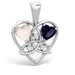 Opal Celtic Trinity Heart 14K White Gold pendant P5331