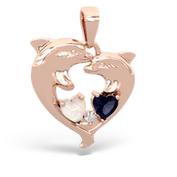 Opal Dolphin Heart 14K Rose Gold pendant P5820