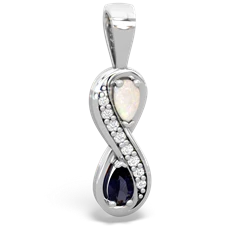 Opal Diamond Infinity 14K White Gold pendant P5390