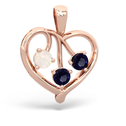 Opal Glowing Heart 14K Rose Gold pendant P2233