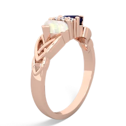 Opal Celtic Knot Double Heart 14K Rose Gold ring R5040