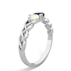 Opal Heart To Heart Braid 14K White Gold ring R5870