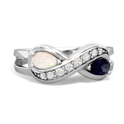 Opal Diamond Infinity 14K White Gold ring R5390