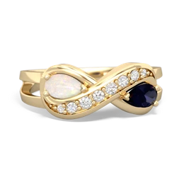 Opal Diamond Infinity 14K Yellow Gold ring R5390