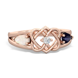 Opal Hearts Intertwined 14K Rose Gold ring R5880