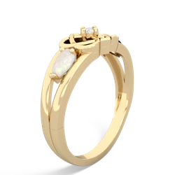 Opal Hearts Intertwined 14K Yellow Gold ring R5880