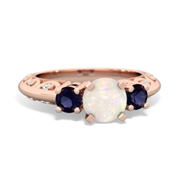 Opal Art Deco Eternal Embrace Engagement 14K Rose Gold ring C2003