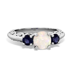 Opal Art Deco Eternal Embrace Engagement 14K White Gold ring C2003