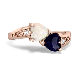 Opal Snuggling Hearts 14K Rose Gold ring R2178