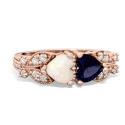 Opal Diamond Butterflies 14K Rose Gold ring R5601