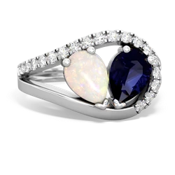 Opal Nestled Heart Keepsake 14K White Gold ring R5650