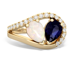 Opal Nestled Heart Keepsake 14K Yellow Gold ring R5650