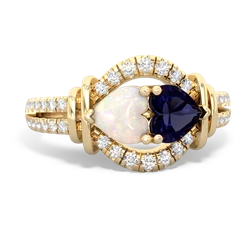 Opal Art-Deco Keepsake 14K Yellow Gold ring R5630