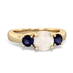 Opal Three Stone Round Trellis 14K Yellow Gold ring R4018