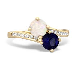 Opal Channel Set Two Stone 14K Yellow Gold ring R5303