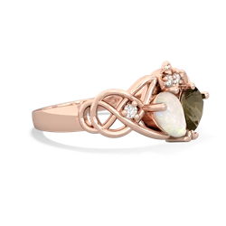 Opal 'One Heart' Celtic Knot Claddagh 14K Rose Gold ring R5322