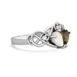 Opal 'One Heart' Celtic Knot Claddagh 14K White Gold ring R5322