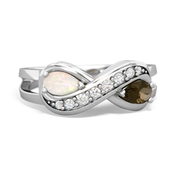 Opal Diamond Infinity 14K White Gold ring R5390