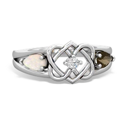 Opal Hearts Intertwined 14K White Gold ring R5880