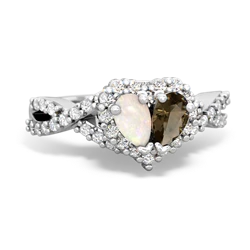 Opal Diamond Twist 'One Heart' 14K White Gold ring R2640HRT