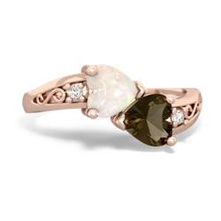 Opal Snuggling Hearts 14K Rose Gold ring R2178