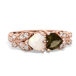 Opal Diamond Butterflies 14K Rose Gold ring R5601