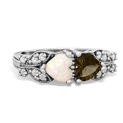 Opal Diamond Butterflies 14K White Gold ring R5601