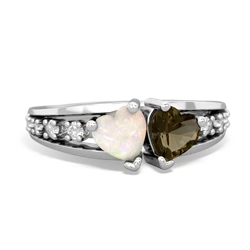 Opal Heart To Heart 14K White Gold ring R3342