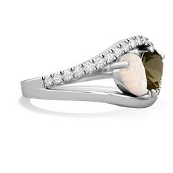 Opal Nestled Heart Keepsake 14K White Gold ring R5650