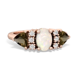 Opal Antique Style Three Stone 14K Rose Gold ring R2186