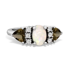 Opal Antique Style Three Stone 14K White Gold ring R2186