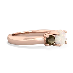 Opal Three Stone Round Trellis 14K Rose Gold ring R4018