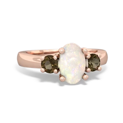 Opal Three Stone Oval Trellis 14K Rose Gold ring R4024