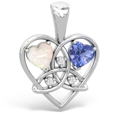 Opal Celtic Trinity Heart 14K White Gold pendant P5331