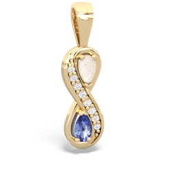 Opal Diamond Infinity 14K Yellow Gold pendant P5390