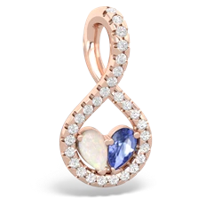 Opal Pave Twist 'One Heart' 14K Rose Gold pendant P5360