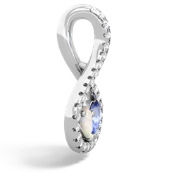 Opal Pave Twist 'One Heart' 14K White Gold pendant P5360