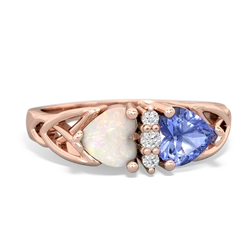 Opal Celtic Knot Double Heart 14K Rose Gold ring R5040