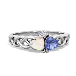 Opal Heart To Heart Braid 14K White Gold ring R5870