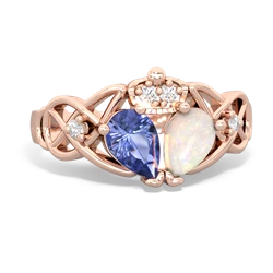 Opal 'One Heart' Celtic Knot Claddagh 14K Rose Gold ring R5322