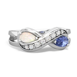 Opal Diamond Infinity 14K White Gold ring R5390