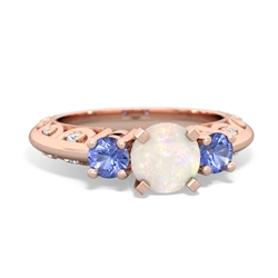 Opal Art Deco Eternal Embrace Engagement 14K Rose Gold ring C2003