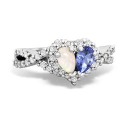 Opal Diamond Twist 'One Heart' 14K White Gold ring R2640HRT